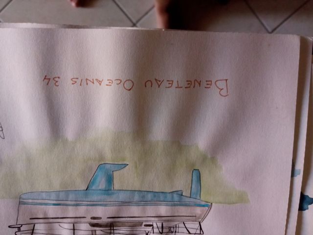 barca a vela su carta ad acquerello