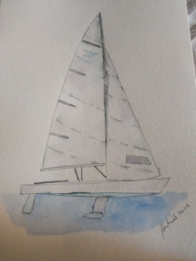 barca si cartoncino ad acquerello