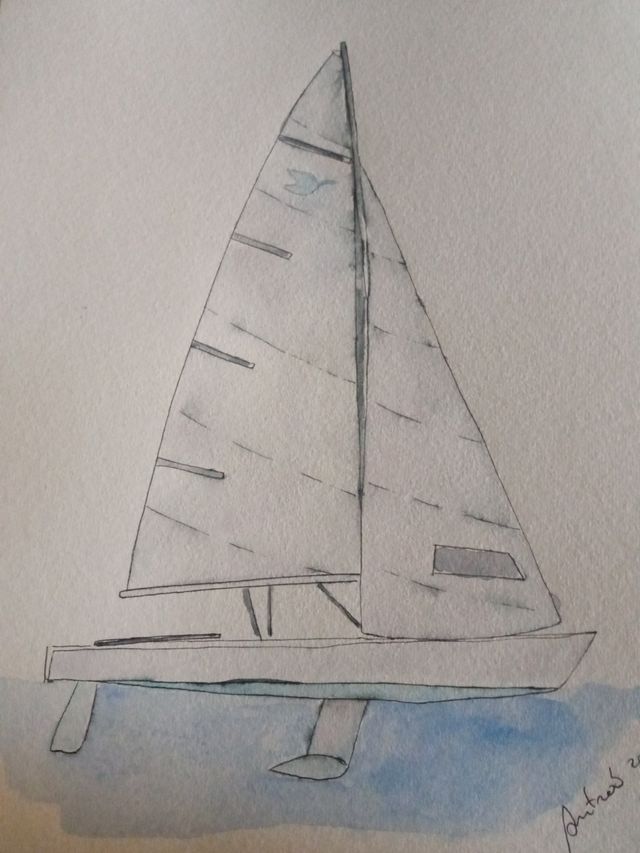 barca si cartoncino ad acquerello