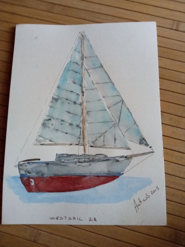 disegno su cartoncino barca a vela