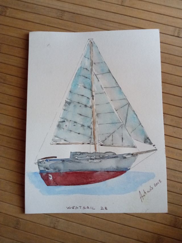 disegno su cartoncino barca a vela