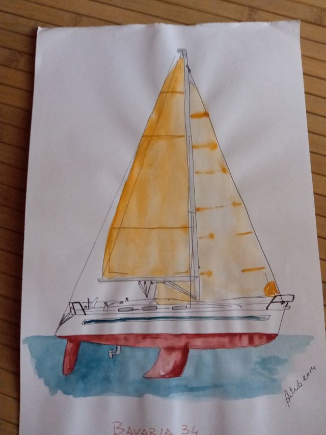 disegno su carta ad acquerello e china