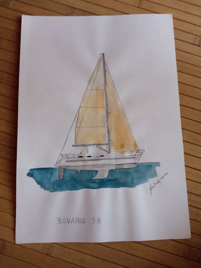 disegno barca a vela su carta