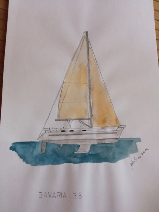 disegno barca a vela su carta