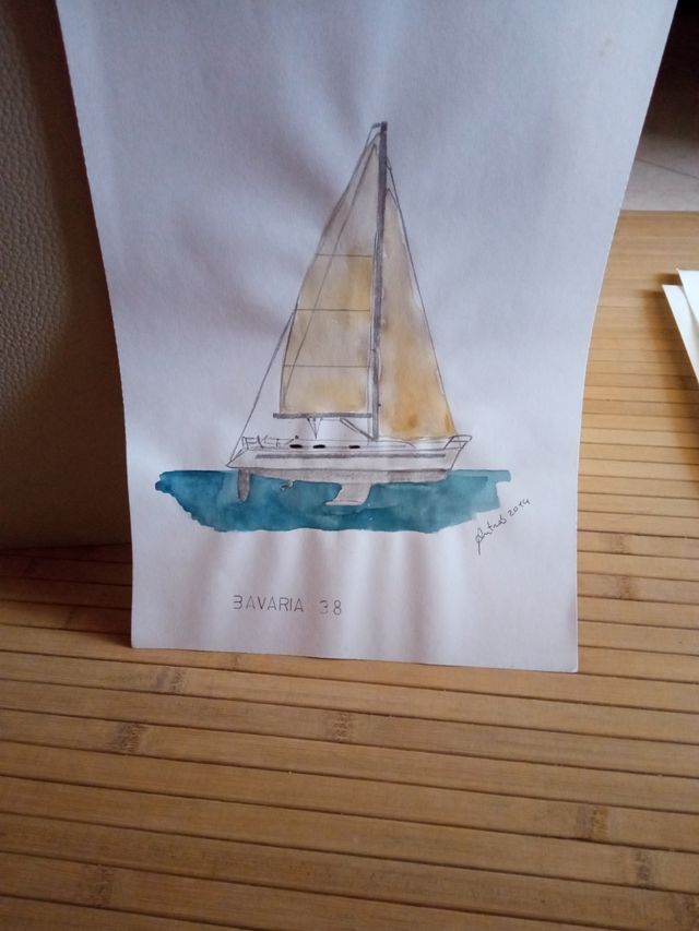 disegno barca a vela su carta