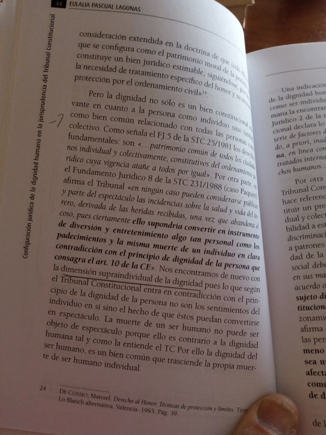 Configuración jurídica de la dignidad humana