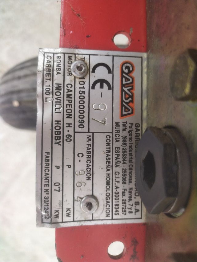 Cuba 100litros fumigar y sulfatar gaysa motor camp de segunda mano por 450 EUR en Alquerias en