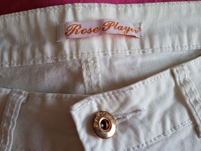Pantalón Largo "Rose Player", Mujer, Blanco. T-40