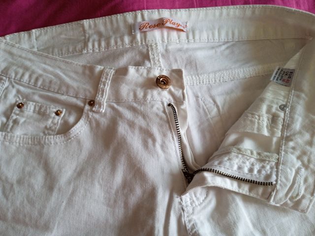 Pantalón Largo "Rose Player", Mujer, Blanco. T-40