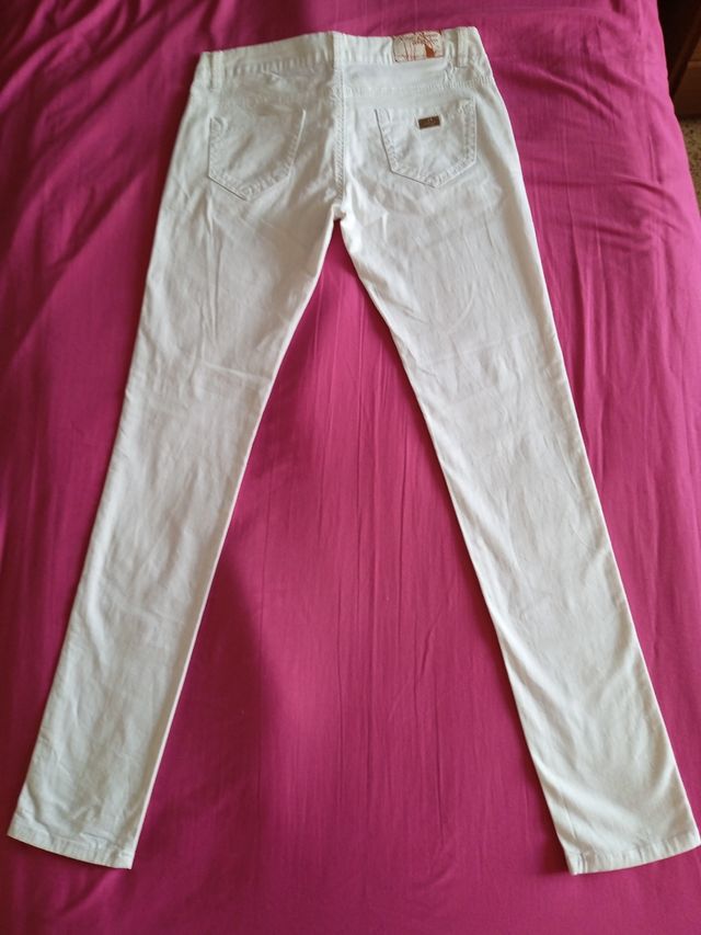 Pantalón Largo "Rose Player", Mujer, Blanco. T-40