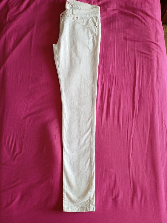Pantalón Largo "Rose Player", Mujer, Blanco. T-40