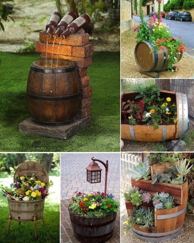 Barril de madera con pie