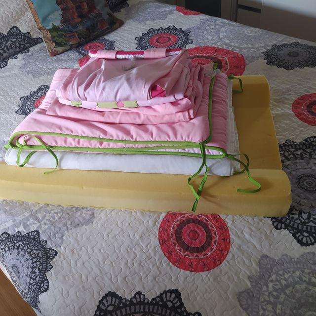 Juego bebe cuna rosa 7 piezas URGE