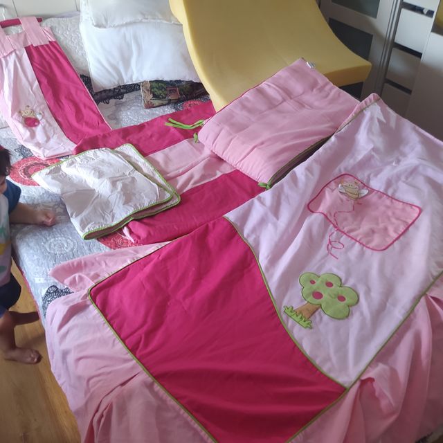 Juego bebe cuna rosa 7 piezas URGE