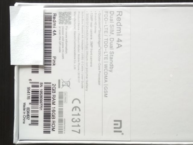 Teléfono REDMI 4A. A estrenar.