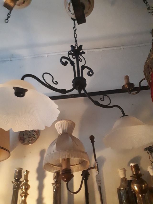 Lampara hierro dos luces
