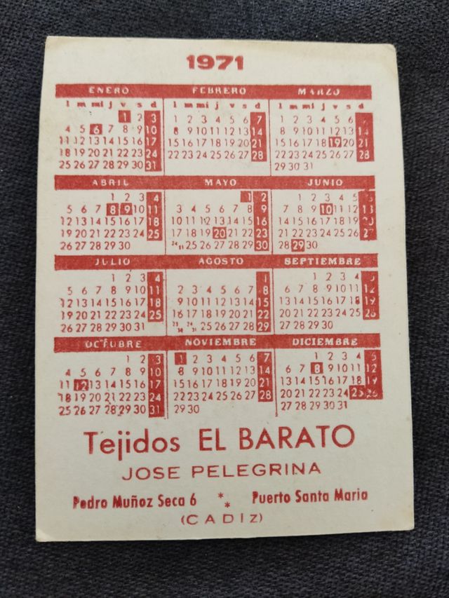 Calendario año 1971