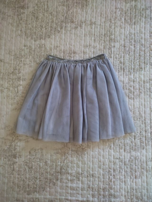 Falda de tul niña gris talla 6/7