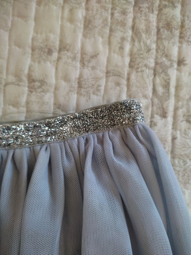 Falda de tul niña gris talla 6/7