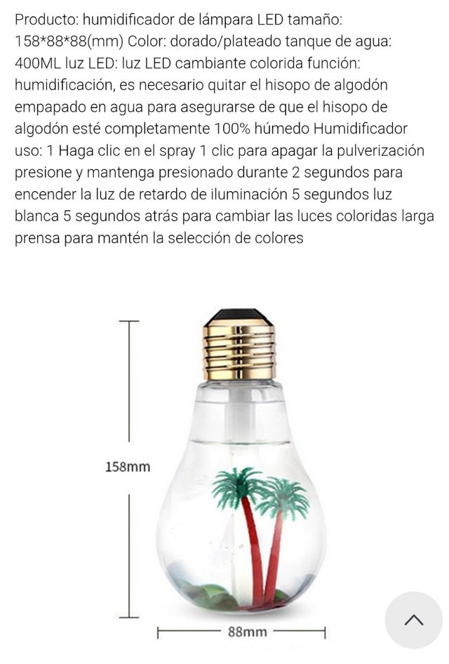 HUMIDIFICADOR LED USB 7 COLORES NUEVO