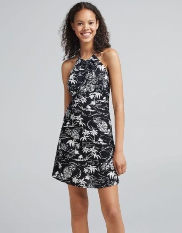 Vestido BERSHKA print tropical