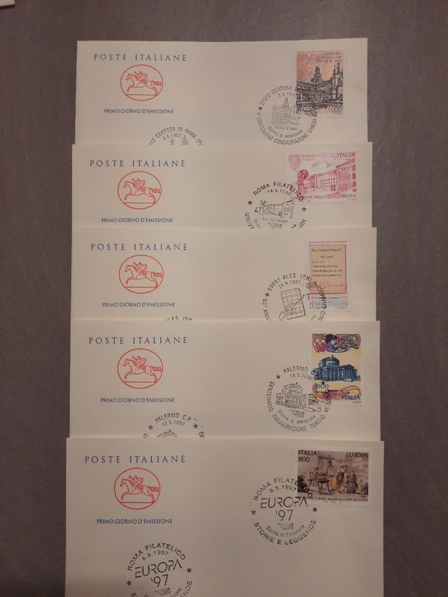 20 buste primo giorno francobolli 1997, Italia