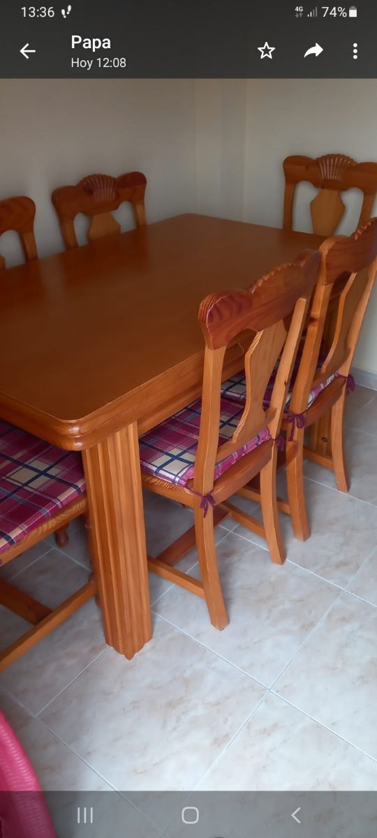 Conjunto mesa extensible 6 sillas y tresillo cama