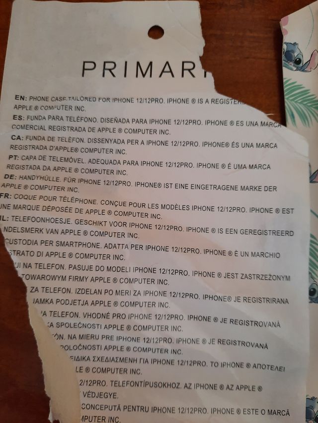 funda móvil IPhone 12/12pro de Stitch, no usada