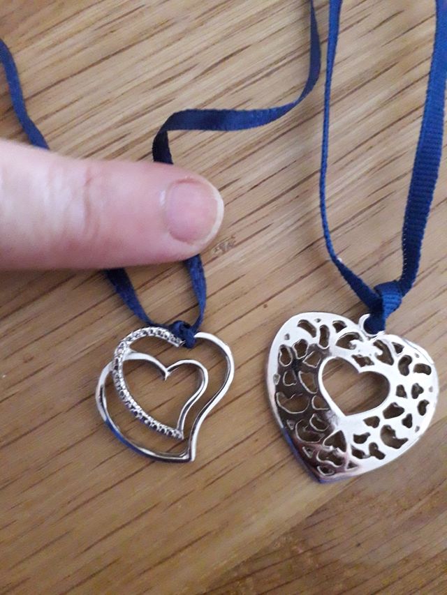 colla e pendenti cuore filo raso+cuore