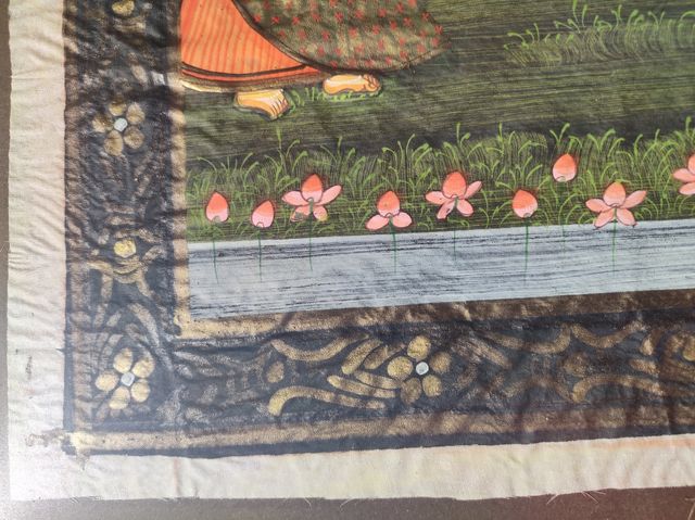 Pintura Krishna Pichwai en seda oro puro