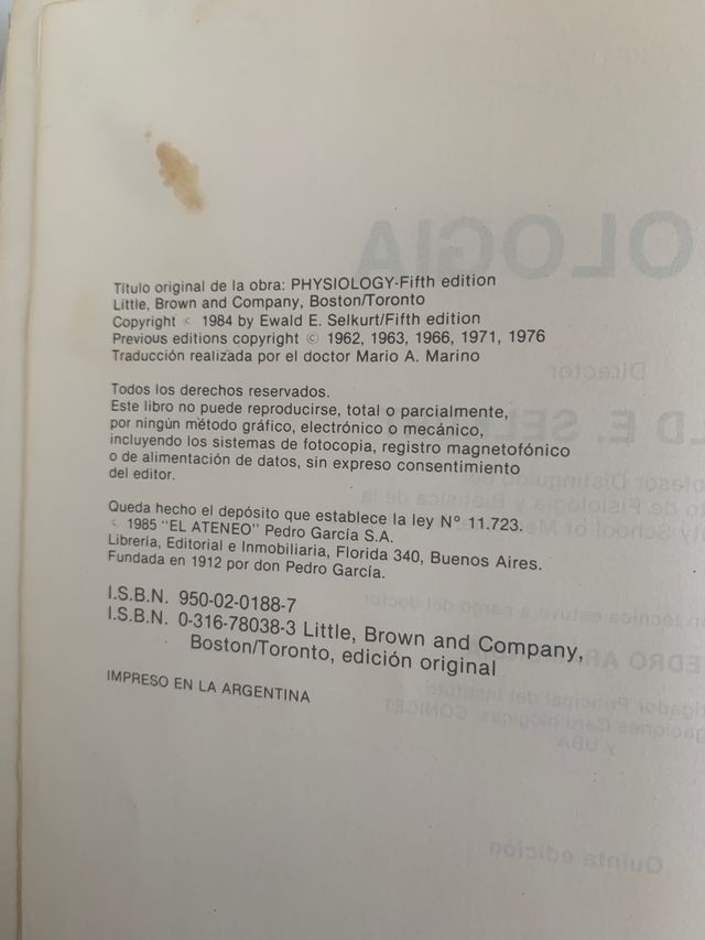 Fisiología. Selkurt. Editorial El Ateneo.