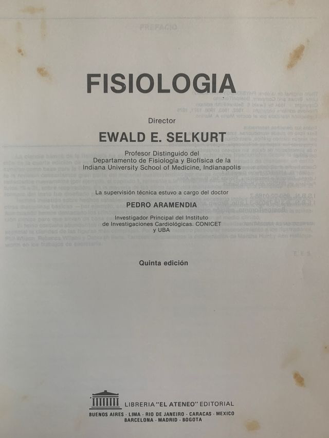 Fisiología. Selkurt. Editorial El Ateneo.