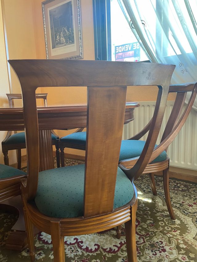 Conjunto mesa ovalada extensible y 6 sillas