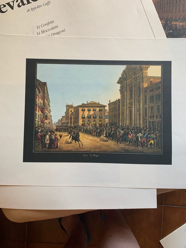 3 stampe moderne raffiguranti il carnevale romano