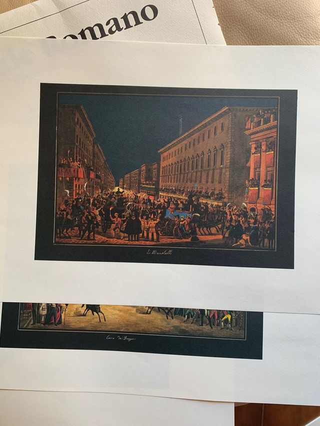 3 stampe moderne raffiguranti il carnevale romano