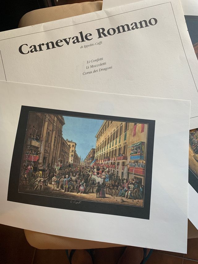 3 stampe moderne raffiguranti il carnevale romano