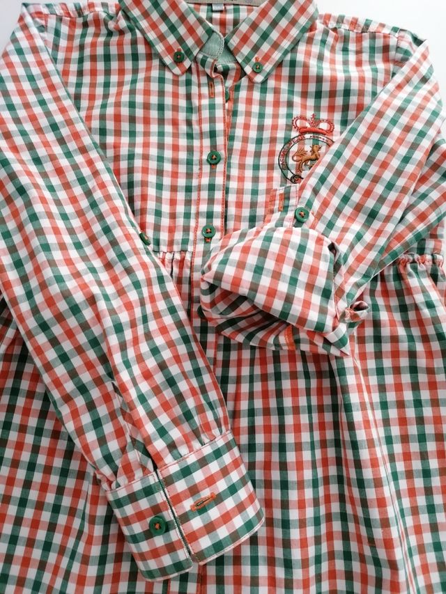 Camisa niña algodón cuadros, talla 10 años. Nueva.
