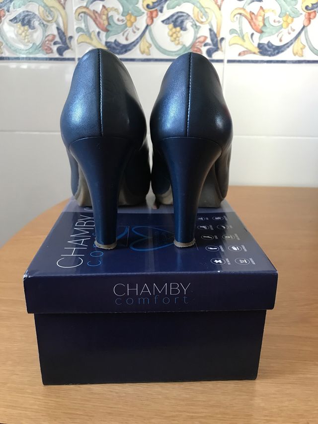 Zapato azul , talla 37, marca Chamby
