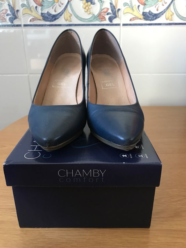 Zapato azul , talla 37, marca Chamby