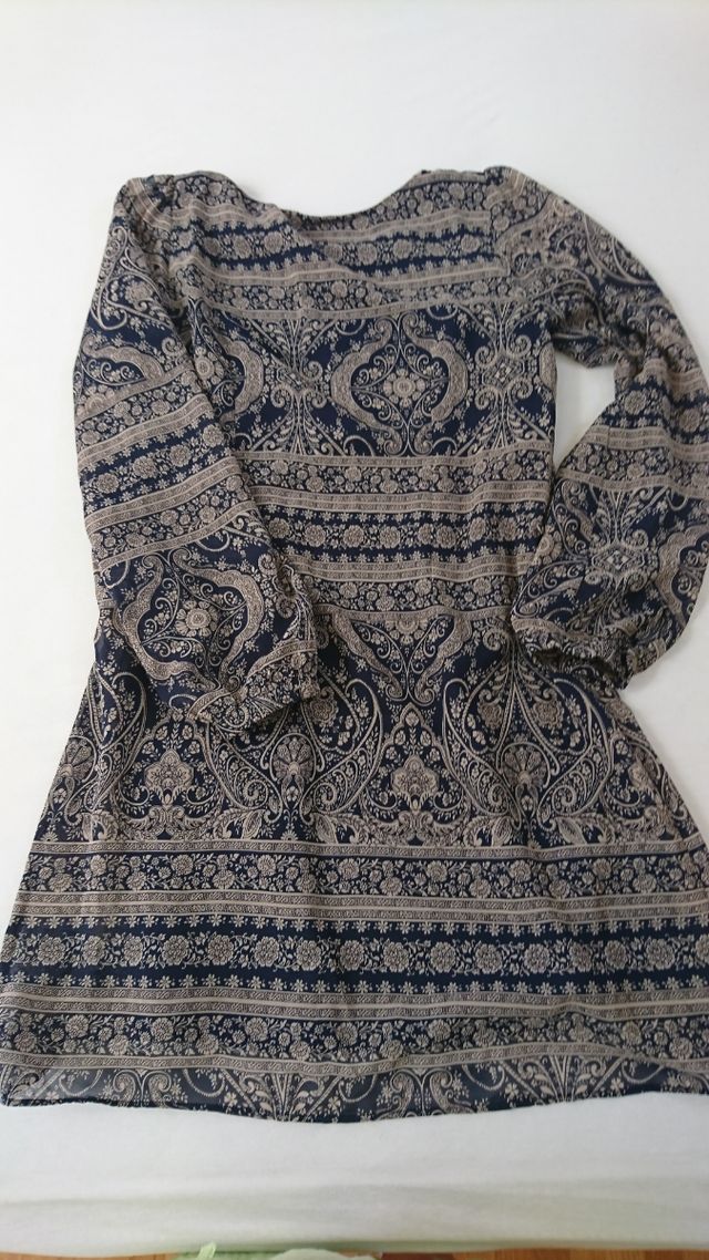 Vestido manga larga azul marino