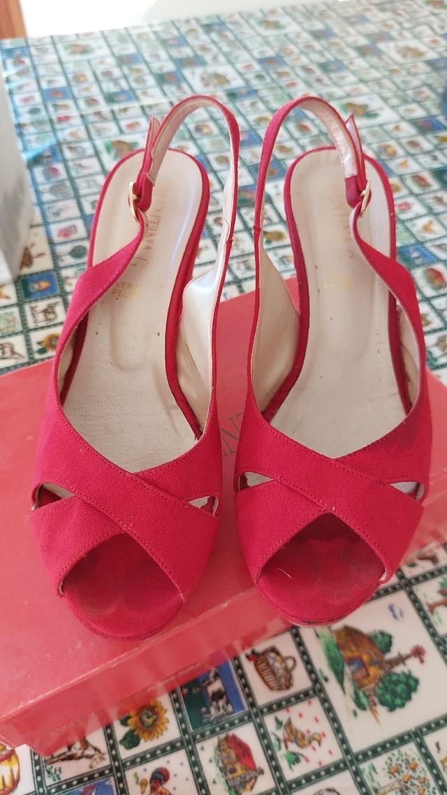 scarpe col tacco rosse corallo