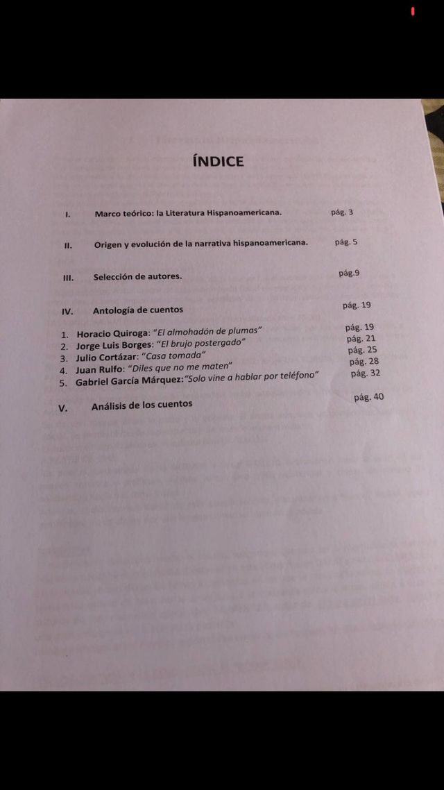 Libreta de Antología De Cuentos Hispanoamericanos