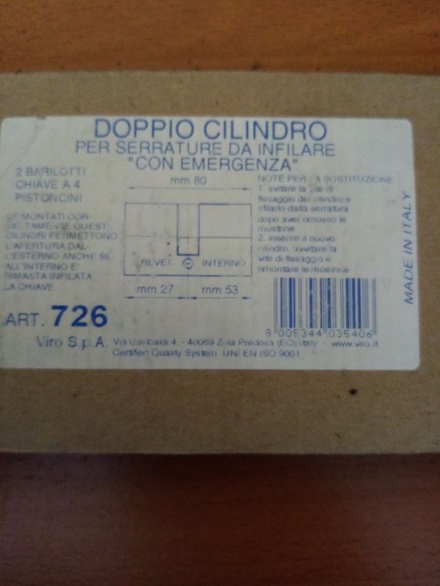 viro cilindro sagomato 80mm decentrato 27.53