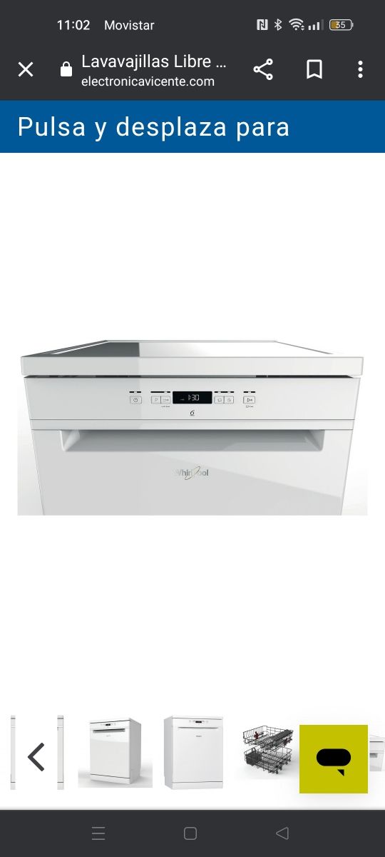 LAVAVAJILLAS WHIRLPOOL BLANCO 3a BANDEJA