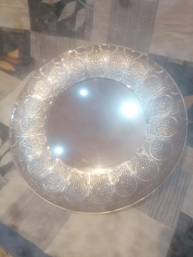 espejo redondo en color plata