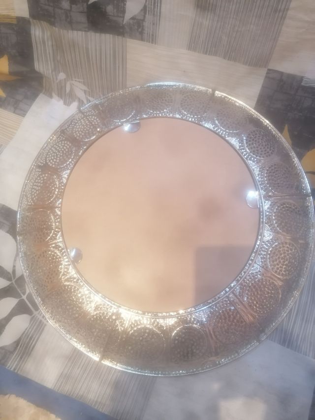 espejo redondo en color plata