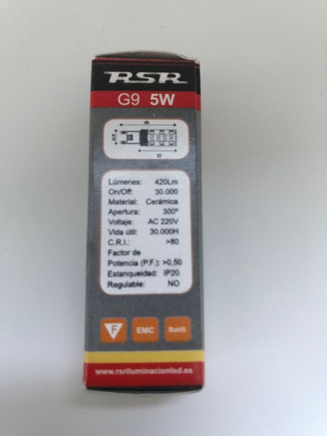Bombilla G9 LED no regulable nueva