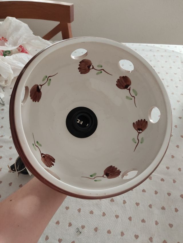 Lámpara sube y baja de cerámica artesanía