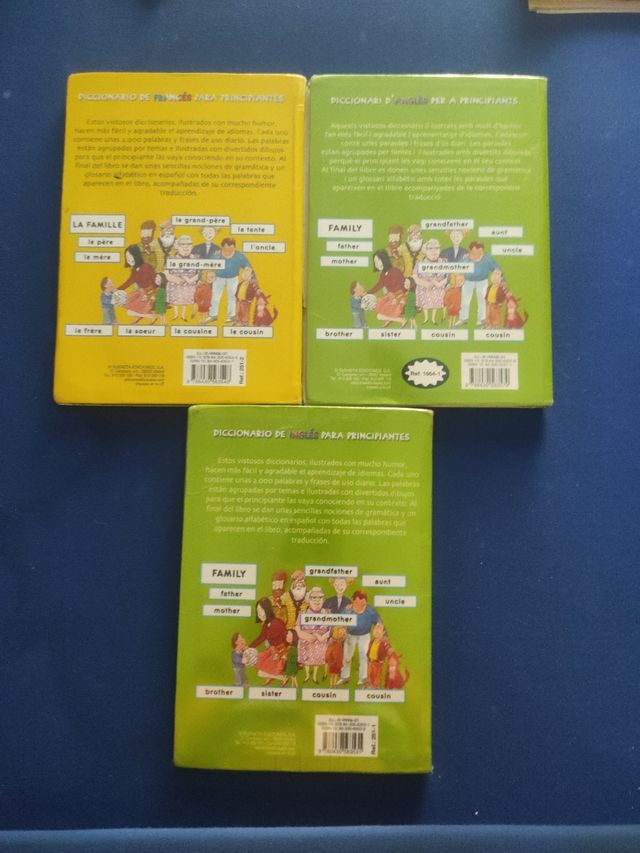 Diccionario de inglés, d Ángles y francés