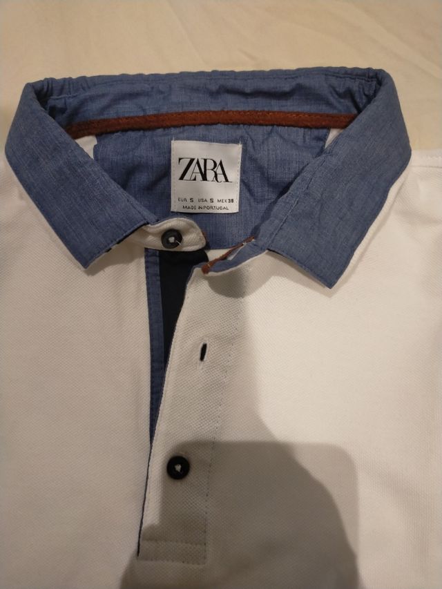 Polo New Zara bianca taglia S con bordi